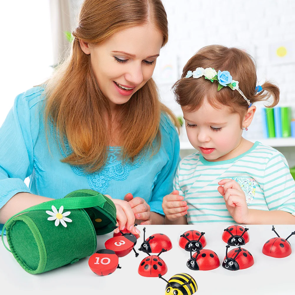 

Wooden Counting Ladybugs Toys 1-10 Montessori Educational Toy Children Puzzle Kindergarten Counting Ladybugs Kid Favor