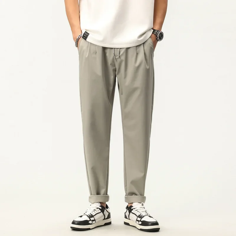 Мужские черные повседневные брюки в клетку против морщин с эластичной резинкой