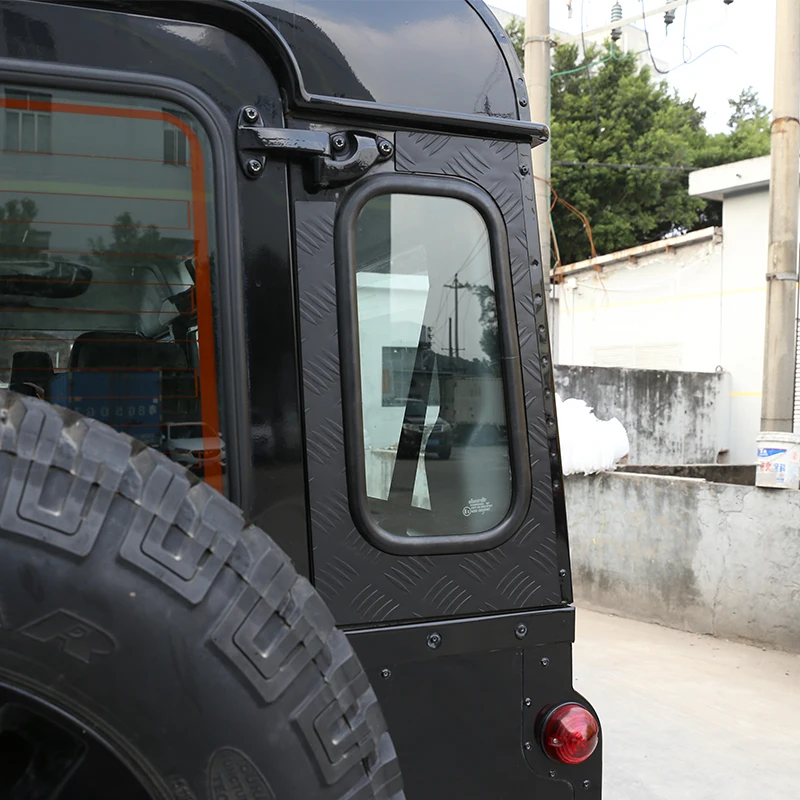 

2pcs Black Aluminum Alloy Car Rear Door Side Window Glass Protective Plate For Land Rover Defender 2004-2018 Exterior Accessorie