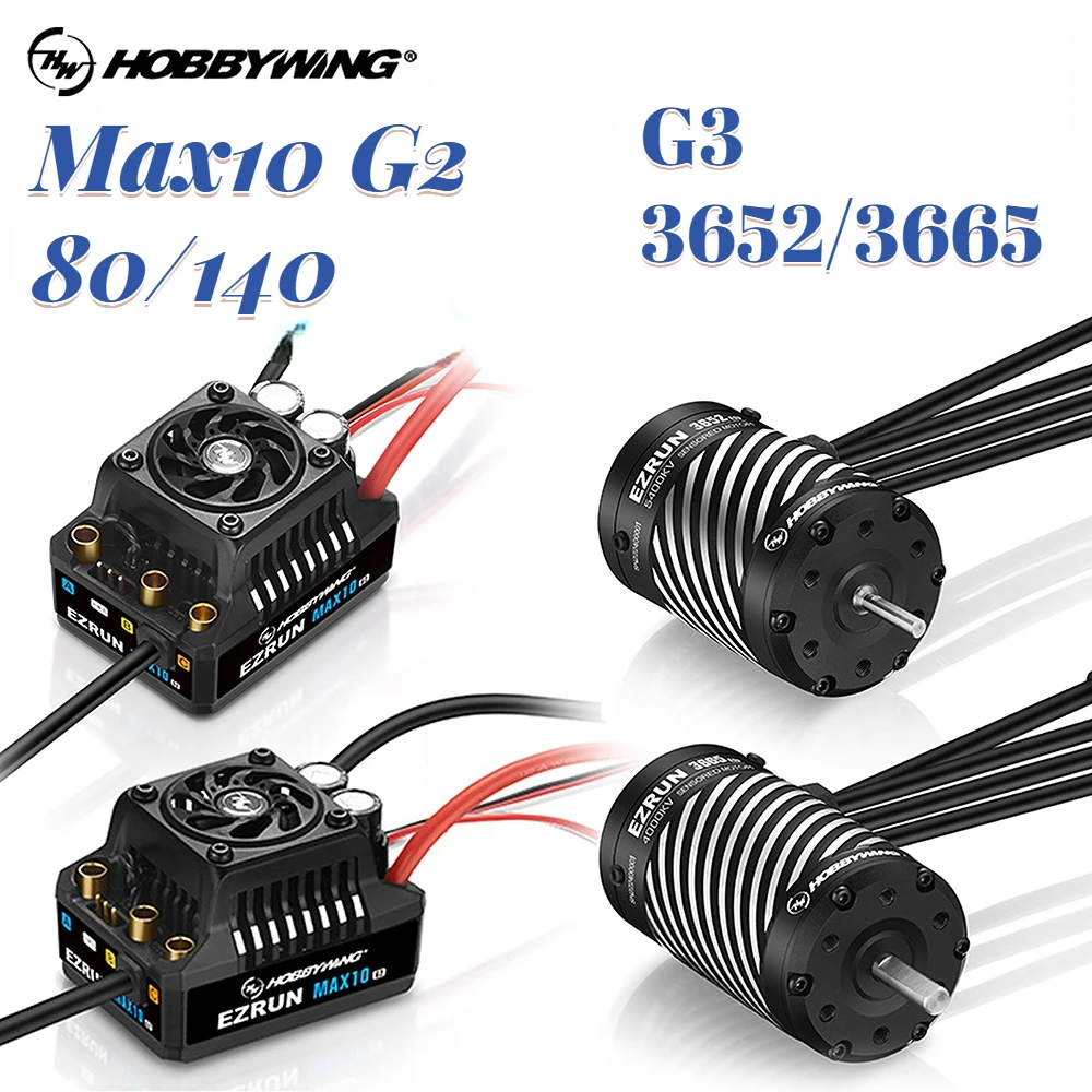 

HobbyWing бесщеточный двигатель и ESC 80A 140A MAX10 G2 ESC 3652 3665 G3 водонепроницаемый двигатель для радиоуправляемой модели автомобиля масштаба 1/10