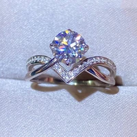 serenity day s925 sterling silver plating white gold four claw 1ct moissanite ring d color vvs diamond luxury engagement ring