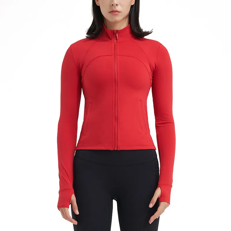 Solid Color Comprehensive Training Yoga Coat High Neck Fitness Women Fitness Jacket Top Zipper Long Sleeve Wear Soft Breathable