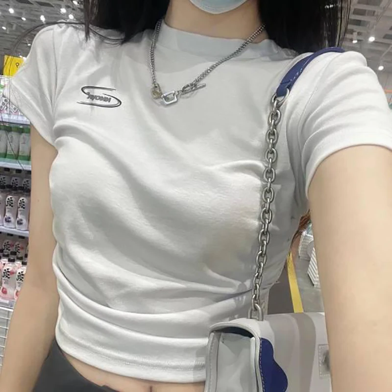 Женский короткий топ до пупка Y2K