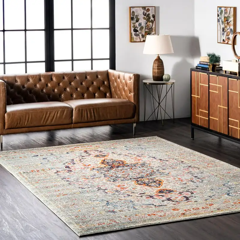 

Distressed Persian Area Rug, 6', Gray