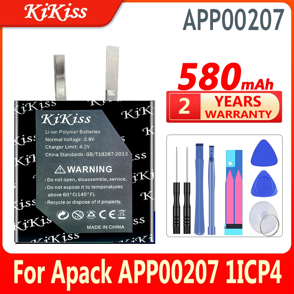 

580mAh KiKiss Powerful Battery For Apack APP00207 1ICP4/27/30 Connector Digital Bateria