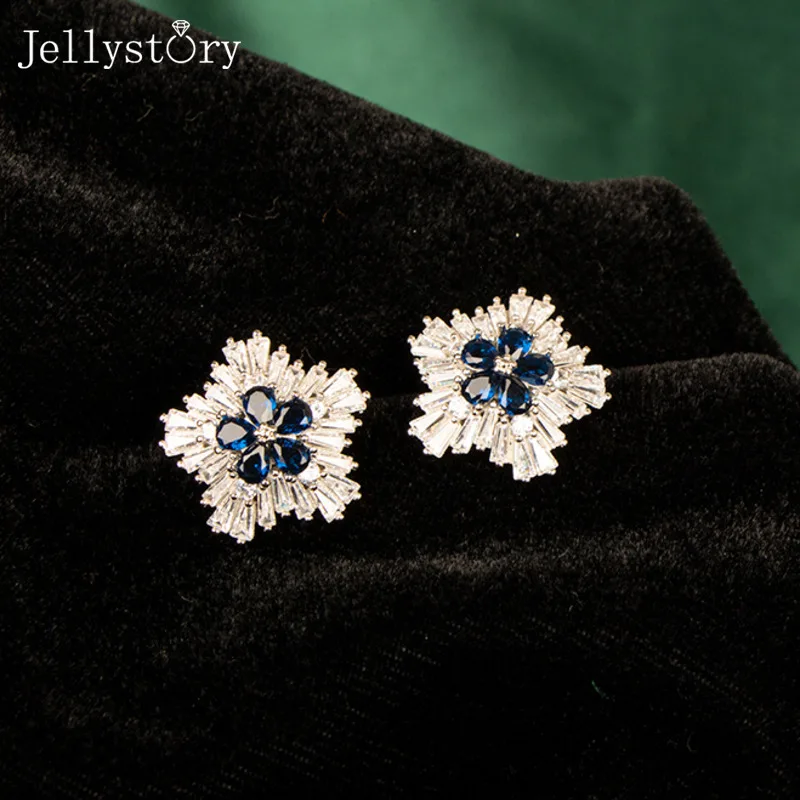 

JellyStory Snowflake Stud Earrings For Women Silver 925 Jewelry Female Silver Earring Fine Jewelry Wedding Party Wholesale Price