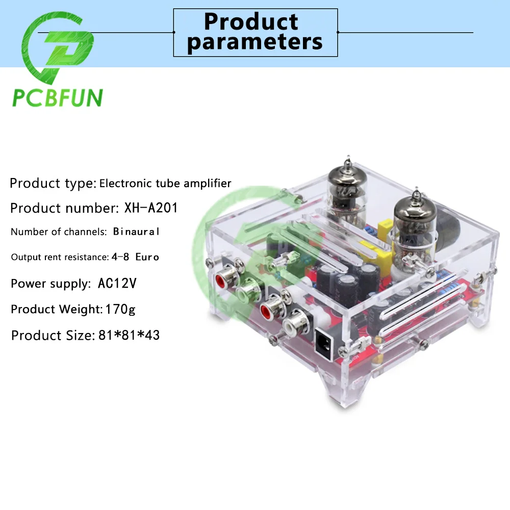 XH-A201 HIFI 6J1 Class A Bile Tube Preamplifier Amplifier Finished Power Board with Acrylic Case |