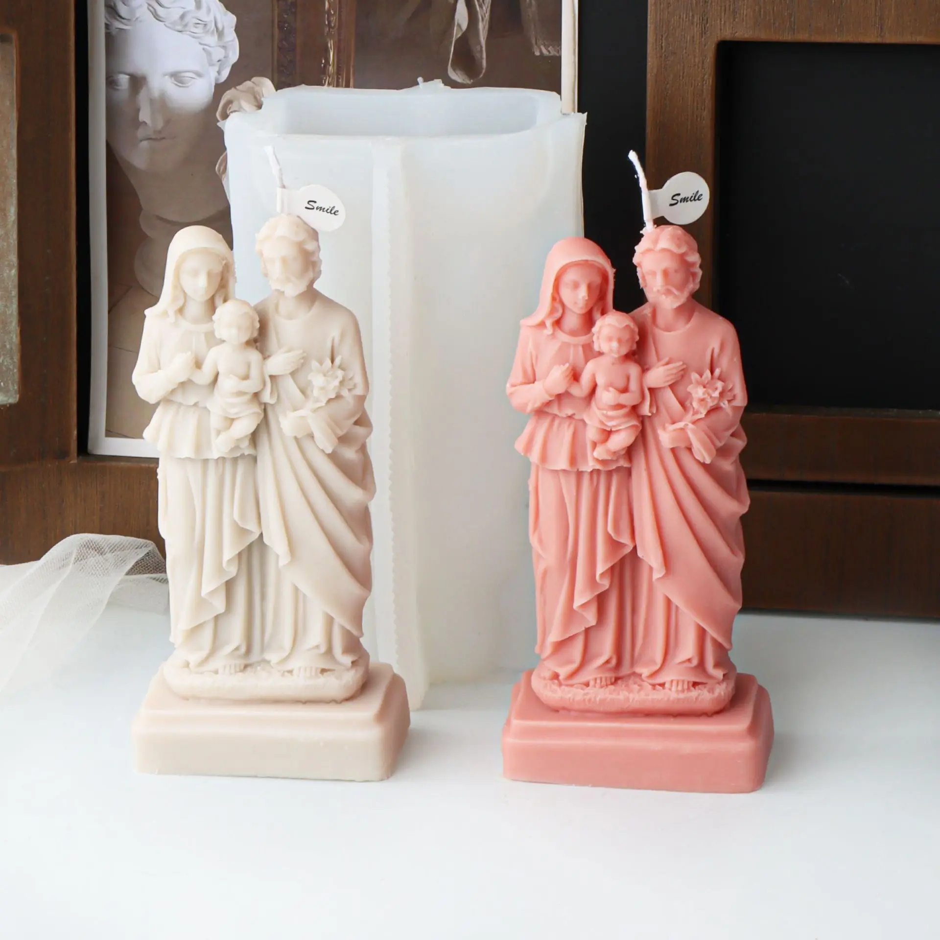 Силиконовая форма в виде статуи семьи Иисуса Марии для фигурки гипсовая бетона и