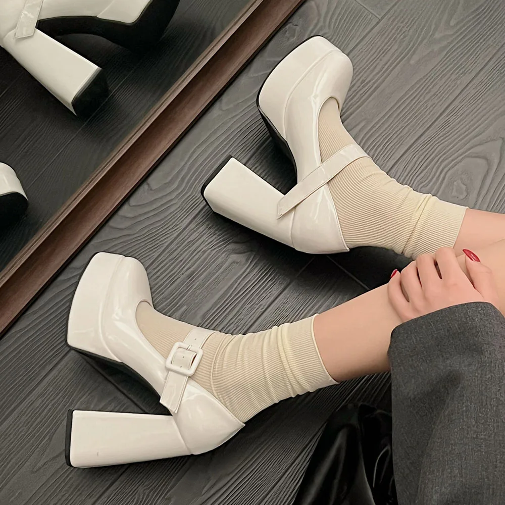 Женские винтажные туфли-лодочки y2k черные туфли на очень высоком блочном каблуке