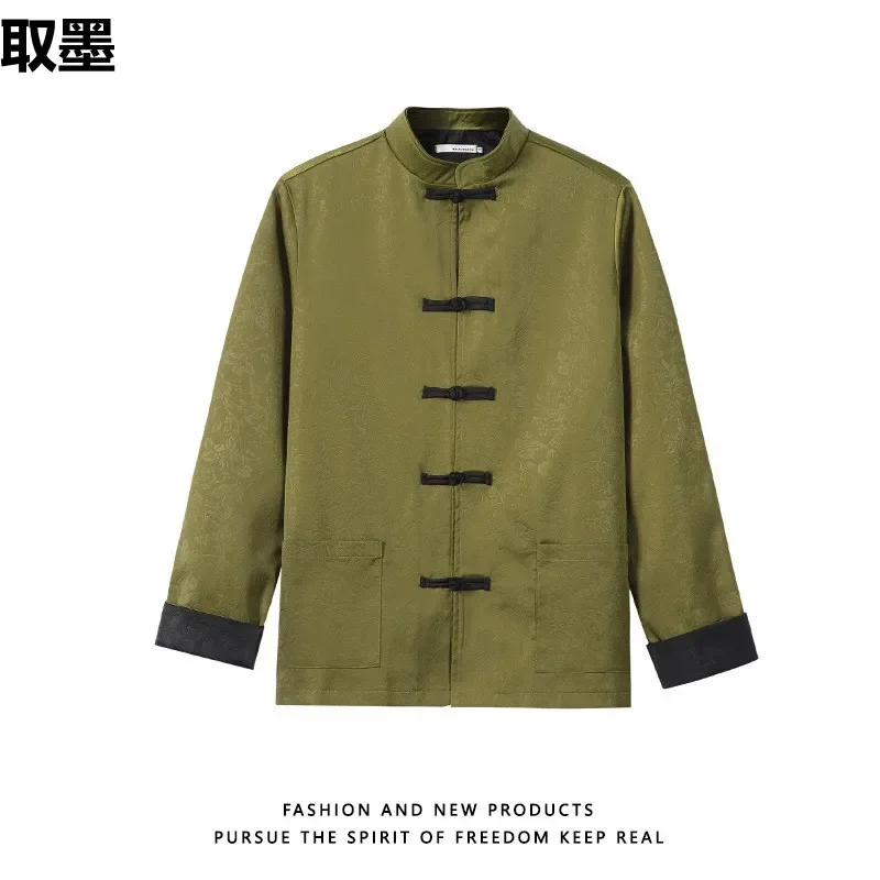 Новый жаккардовый костюм Тан в китайском стиле Мужская свободная приталенная