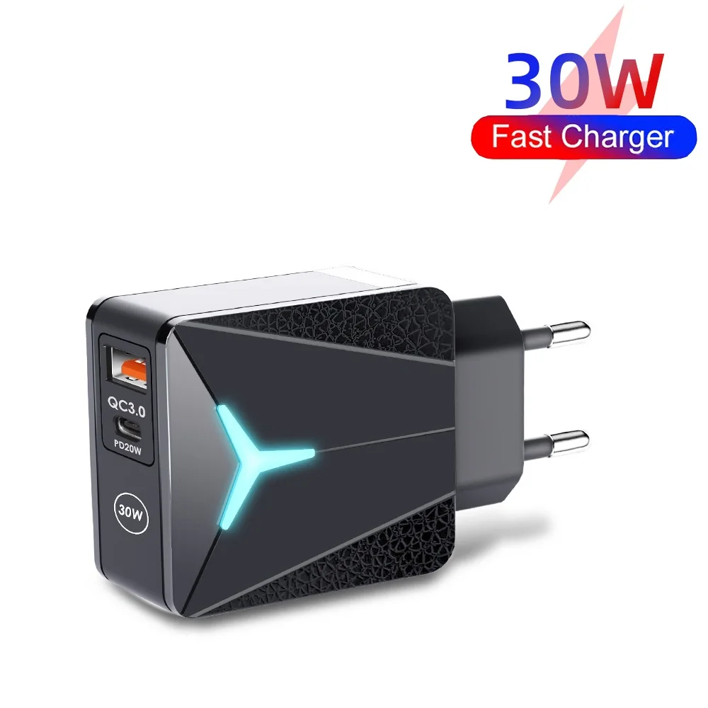 

30W Quick Charger PD USB Type C Fast Charger for iPhone 14 13 Pro Max Xiaomi 12 Samsung S22 Poco X4 QC 3.0 Mobile Phone Adapter