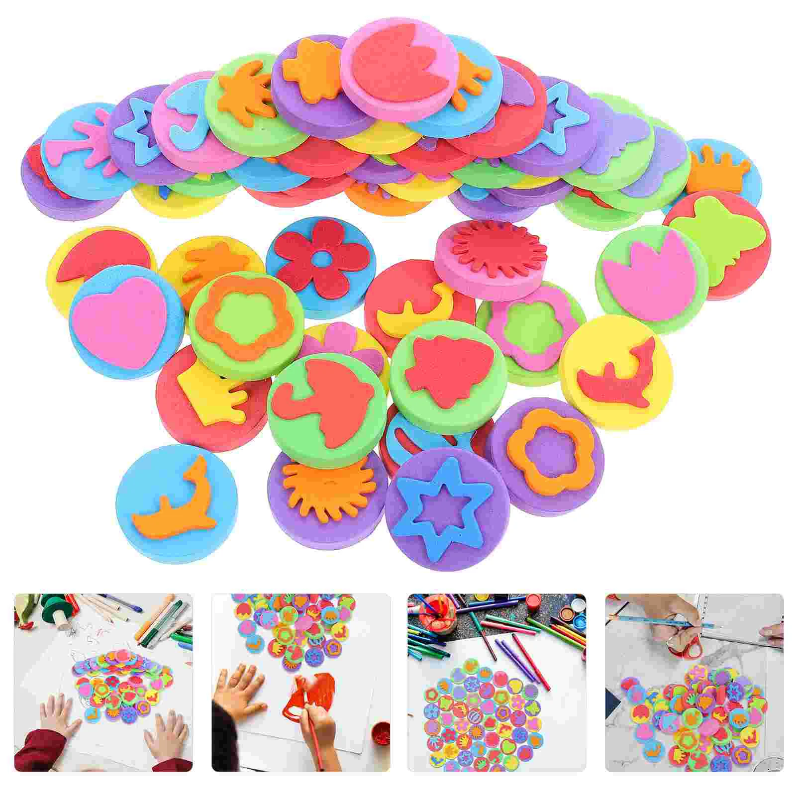 

48 Pcs Color Stamp Teaching Aids Kid Stamps Graffiti Seal Painting Puzzle Eva Creative Drawing Stamper Child Kids