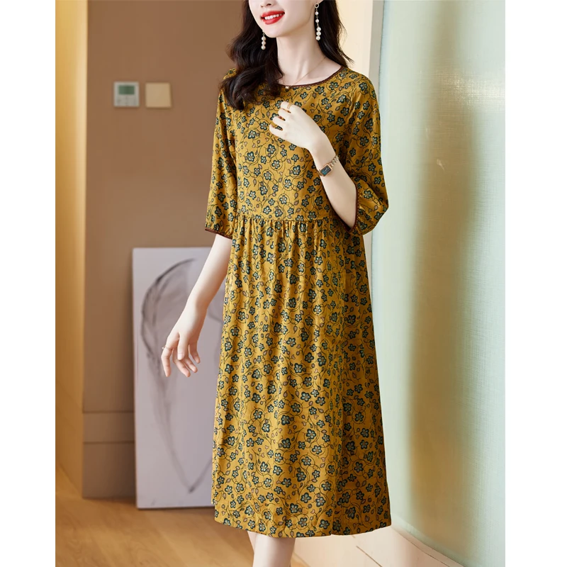 Женское шелковое атласное платье с принтом в виде облаков Новинка лета 2022