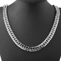 personality hip hop cuban chain stainless steel necklace men women basic punk rock denim fashion jewelry 101214mm
