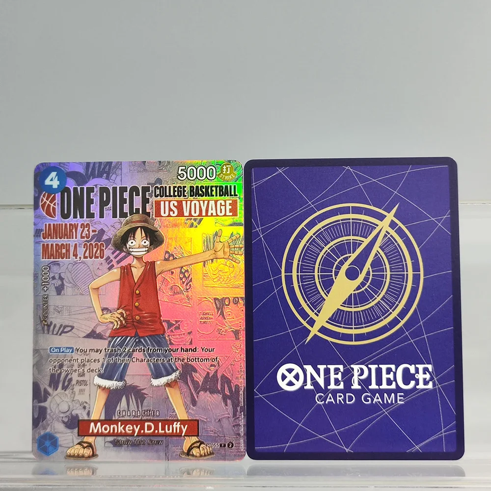 Фото Коллекционная промо-карта-игрушка Self Made Proxy One Piece OPCG English Luffy P-055 College Basketball US Voyage Game Collection №2
