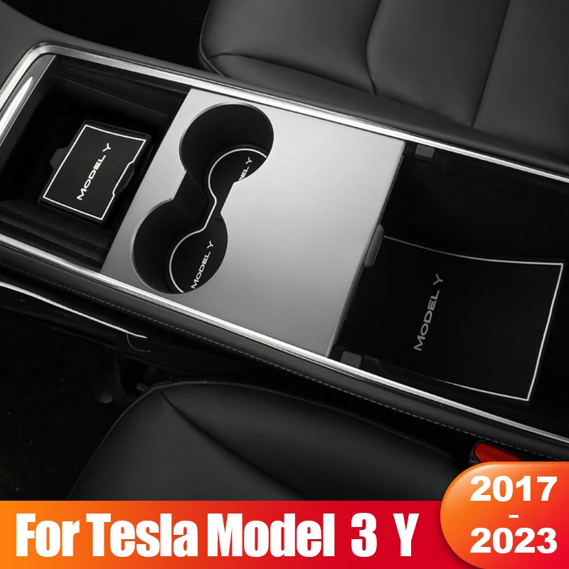 

Нескользящий коврик для Tesla Model 3 Y 2017- 2020 2021 2022 2023, резиновая накладка с пазом для двери, аксессуары для чашек, 3, 3