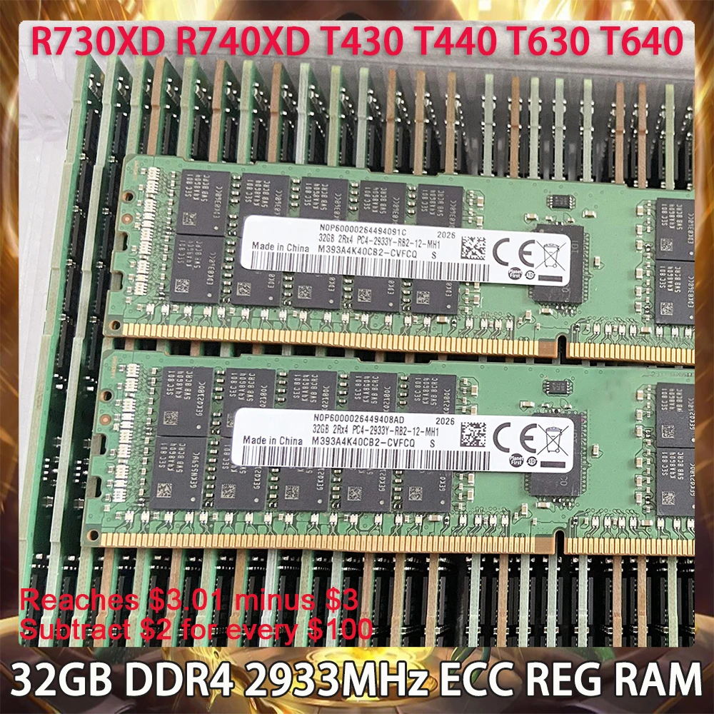 

32GB DDR4 2933MHz ECC REG RAM For DELL R730XD R740XD T430 T440 T630 T640 Server Memory Works Perfectly Fast Ship High Quality