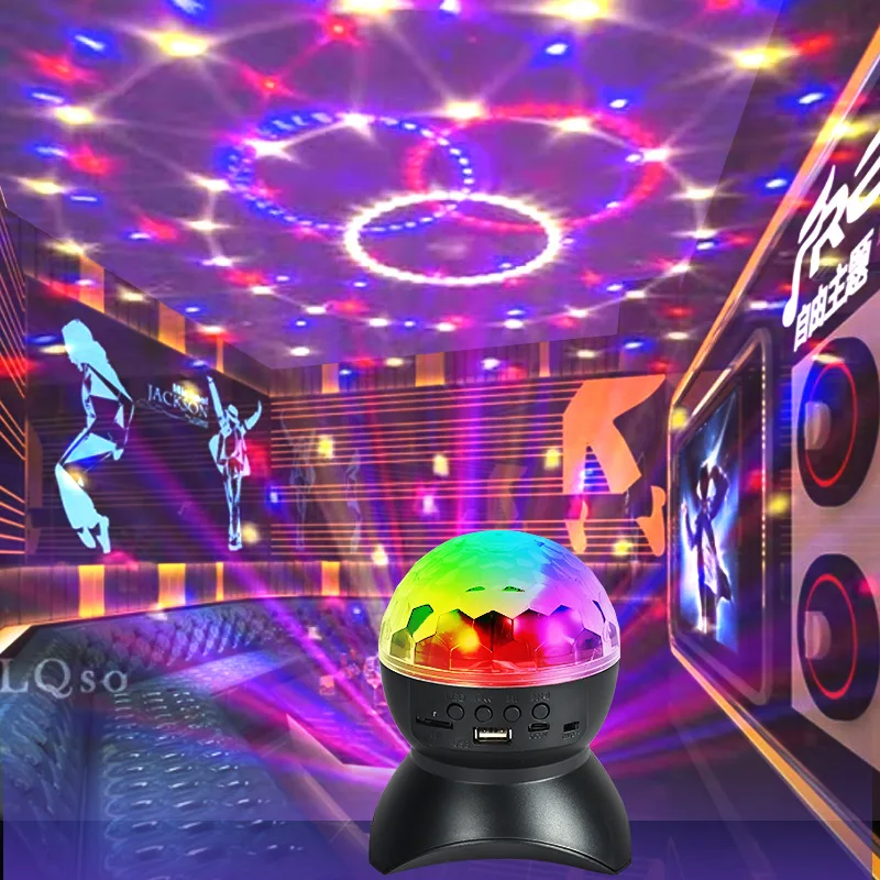 

RGB LED DJ Stage Lights Bluetooth Audio USB Rechargeable Rotating Disco Party Magic Ball Projector Lamp Car Bar KTV Atmosphere