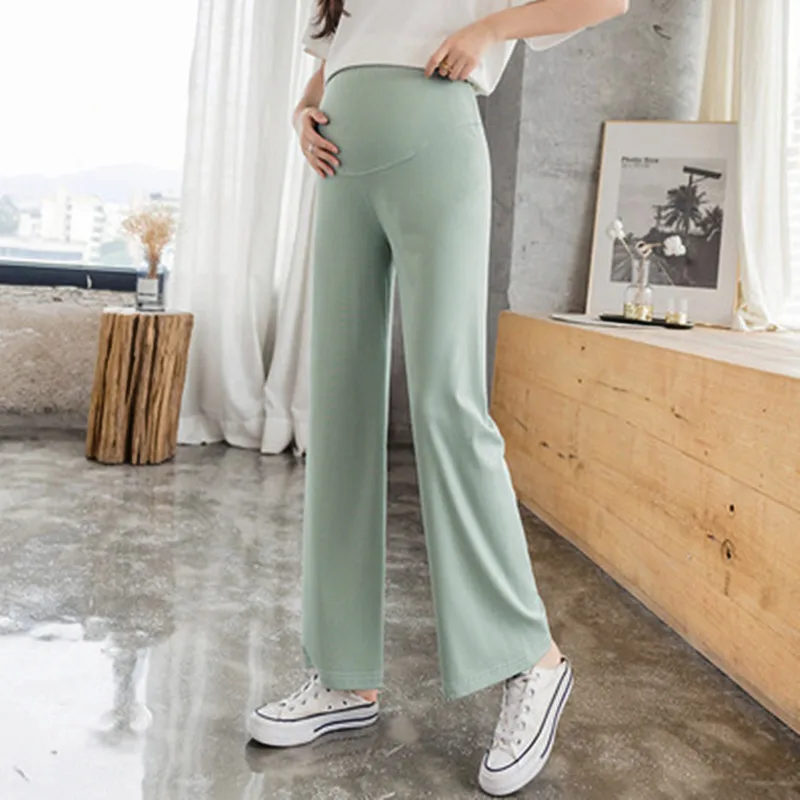 

Летние модные прямые широкие брюки для беременных светильник удобные брюки с высокой талией регулируемые брюки для беременных с поддержко...