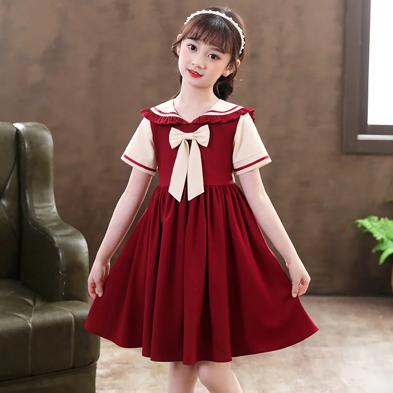 

3-12 year teen girl clothing kids Vestido summer Girl Dress cotton Bow Princess Lolita Dress For Girls party Dress casual wear