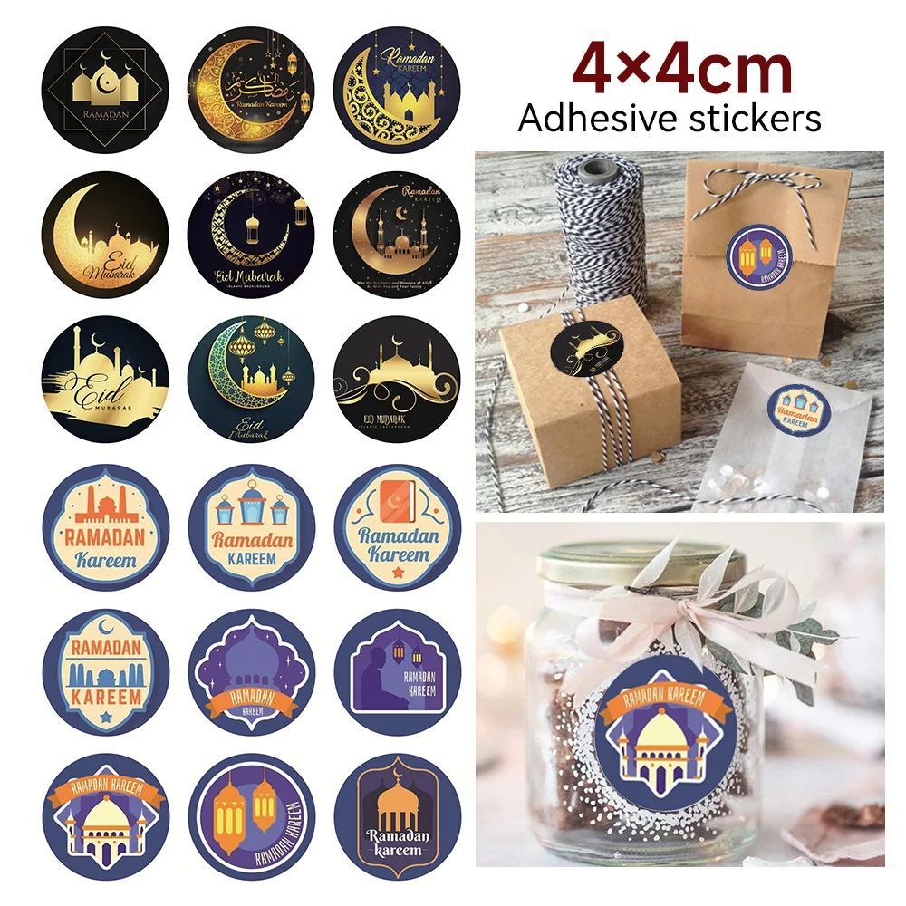 90 шт. наклейки для Ид Мубарака луна звезда мечеть узор праздничные исламские