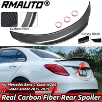 rmauto real carbon fiber psm style car rear trunk spoiler wing body kit for mercedes benz c class w205 sedan 4door 2015 2019
