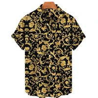 luxury cardigan shirt for men baroque style 3d mens shirts hawaiian summer oversized tops buton short sleeve loose male clothing