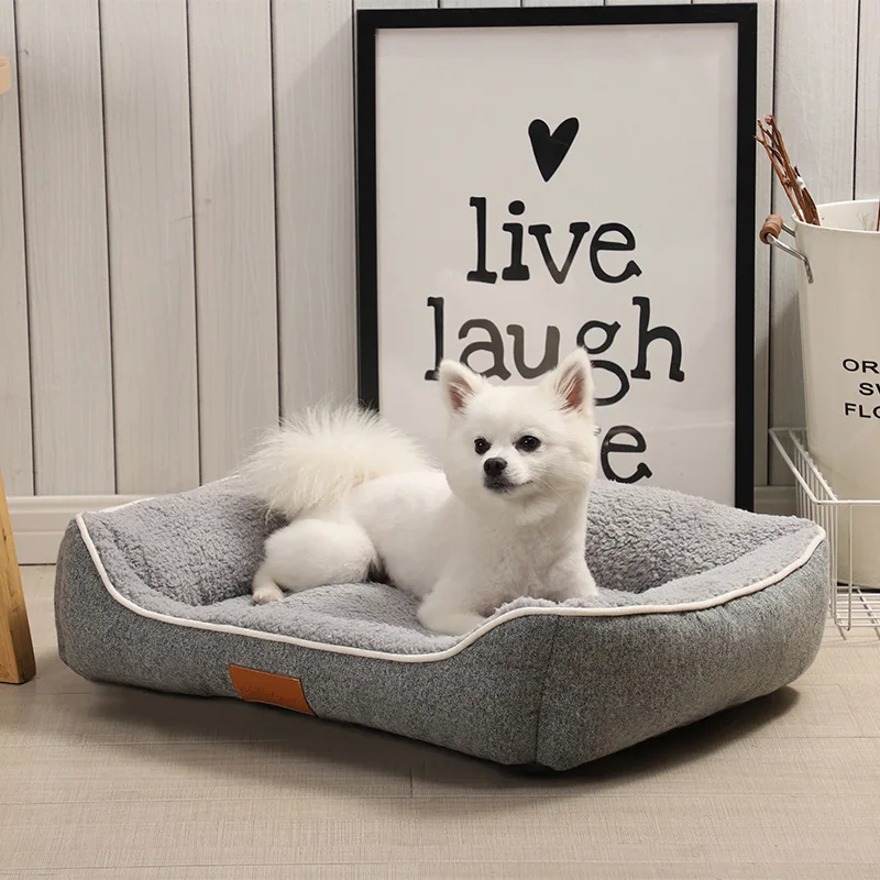 

Кровать для собаки Bonzerpet с принтом в полоску, мягкая плюшевая кровать для кошек, товары для домашних животных