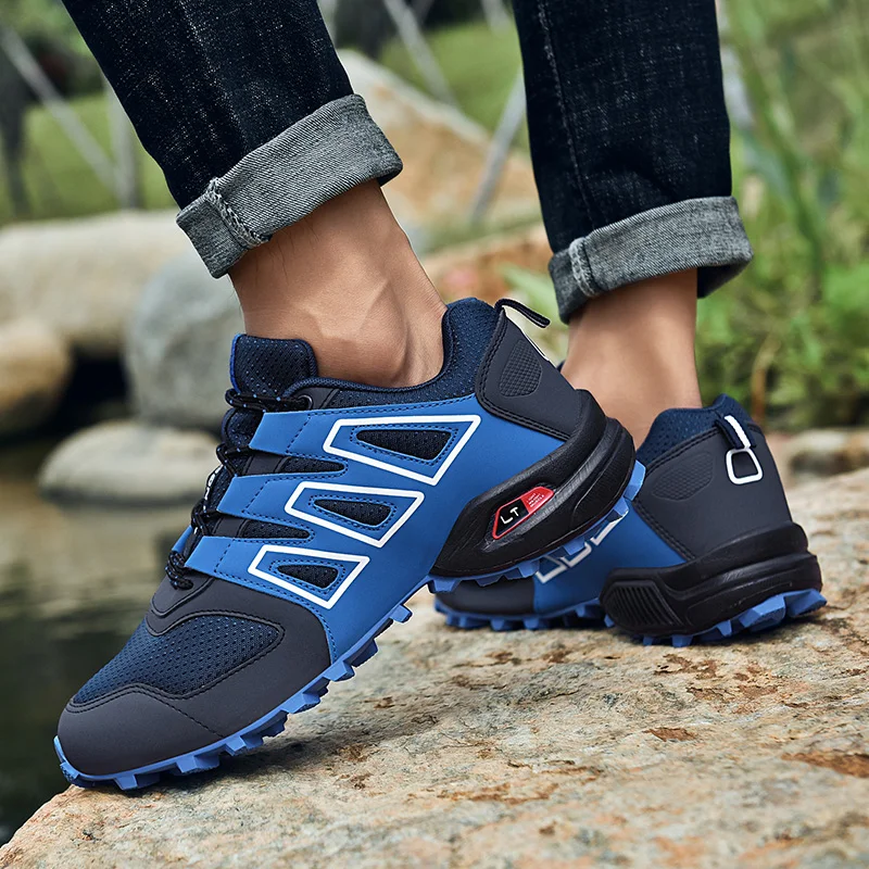 JIEMIAO Hiking Shoes Men Summer Sports Lightweight Breathable Hiking Fishing Shoes Woodland Work Boots Outdoor Trekking Shoes