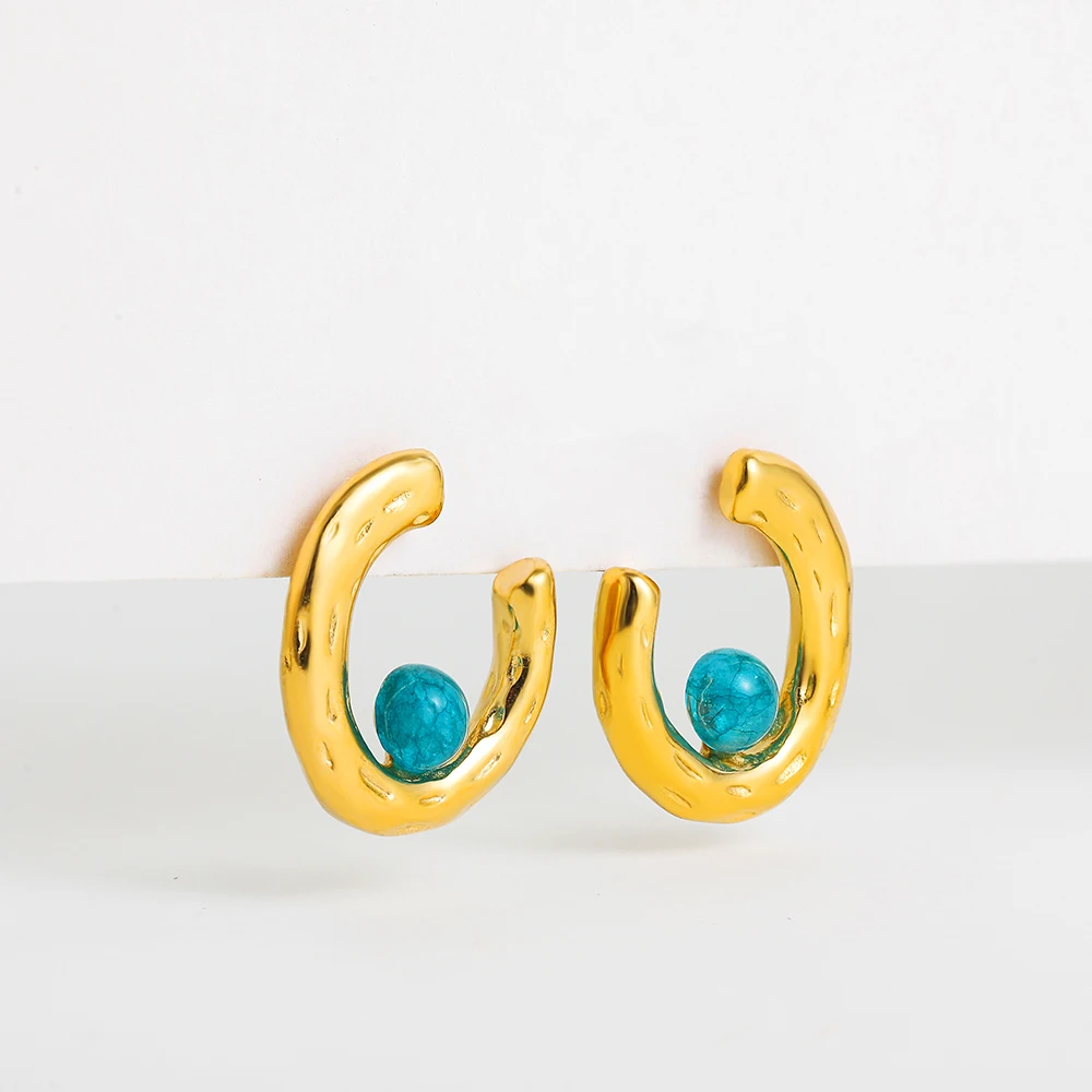 Позолоченные серьги из нержавеющей стали 18K уникальные Эффектные с-образной