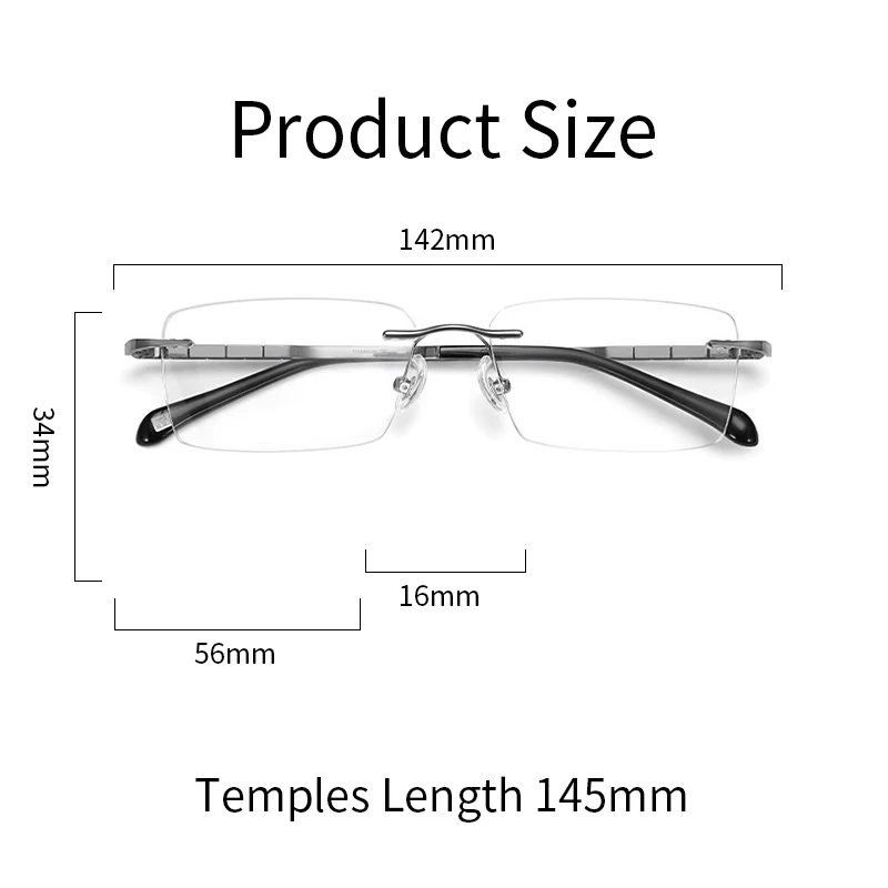 Новинка 2024 мужские очки Xbora из чистого титана без оправы квадратные оправа