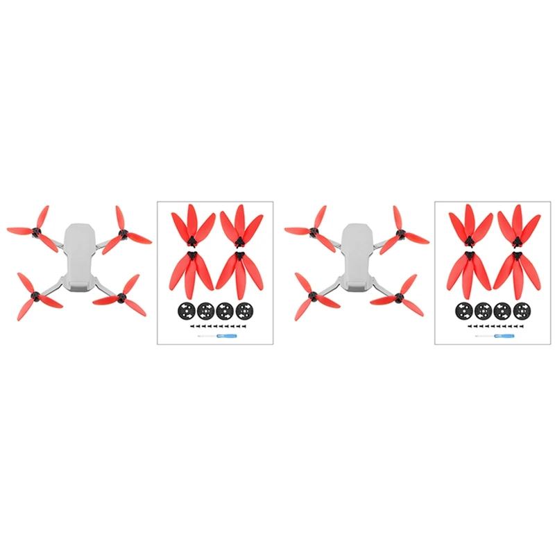 

2 Set Three-Blade Propeller For DJI Mavic Mini/ Mini 2 Drone Props Blade Replacement Wing Fans For DJI Mini 2, Red