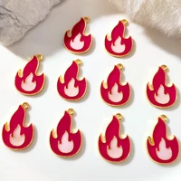 10pcslot red enamel flame charms golden metal oil dripping pendant for jewelry findings diy handmade necklaces earrings making