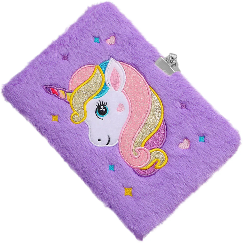 

Plush Cover Notepad Unicorn Notebook A5 Notebook with Lock Decorative Notepad Kids Notebook Secret diary for girls Children's