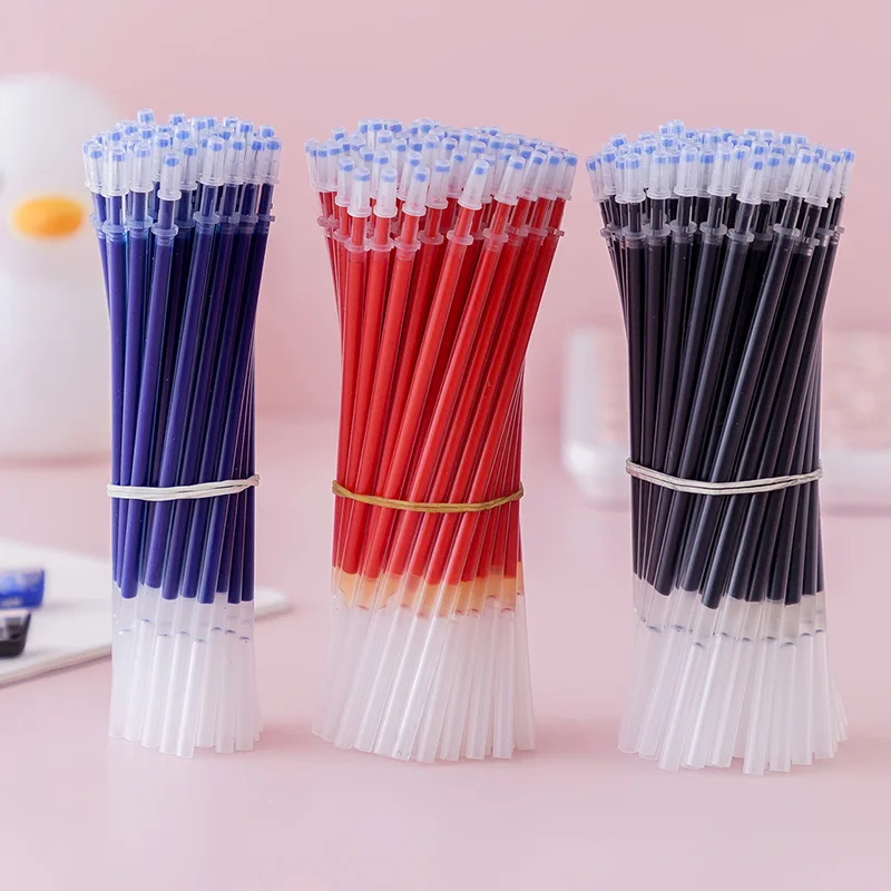 

100pcs0.5mm Full Needle Replace Students Office Blue/Black/Red Fountain Rods Refillable Handle Refills Abrasive Refills Gel Pens
