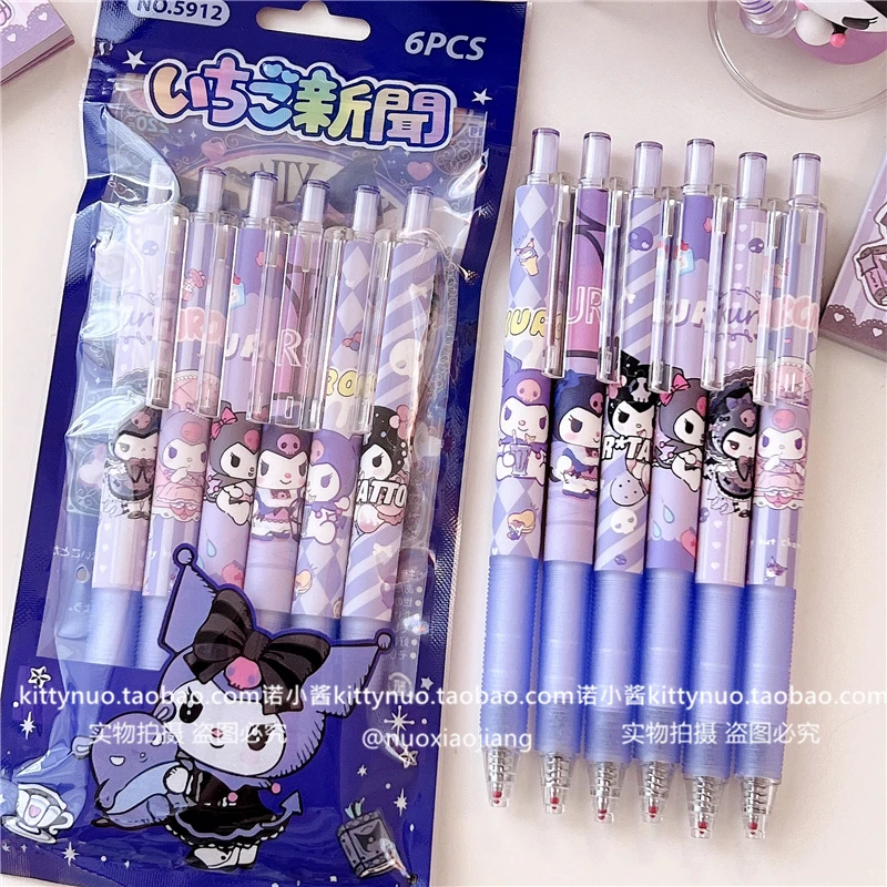 

Sanrios Kuromi Cinnamoroll мой мелодический помпон Пурины Hellokittys аниме кавайная черная Высококачественная гелевая ручка для письма