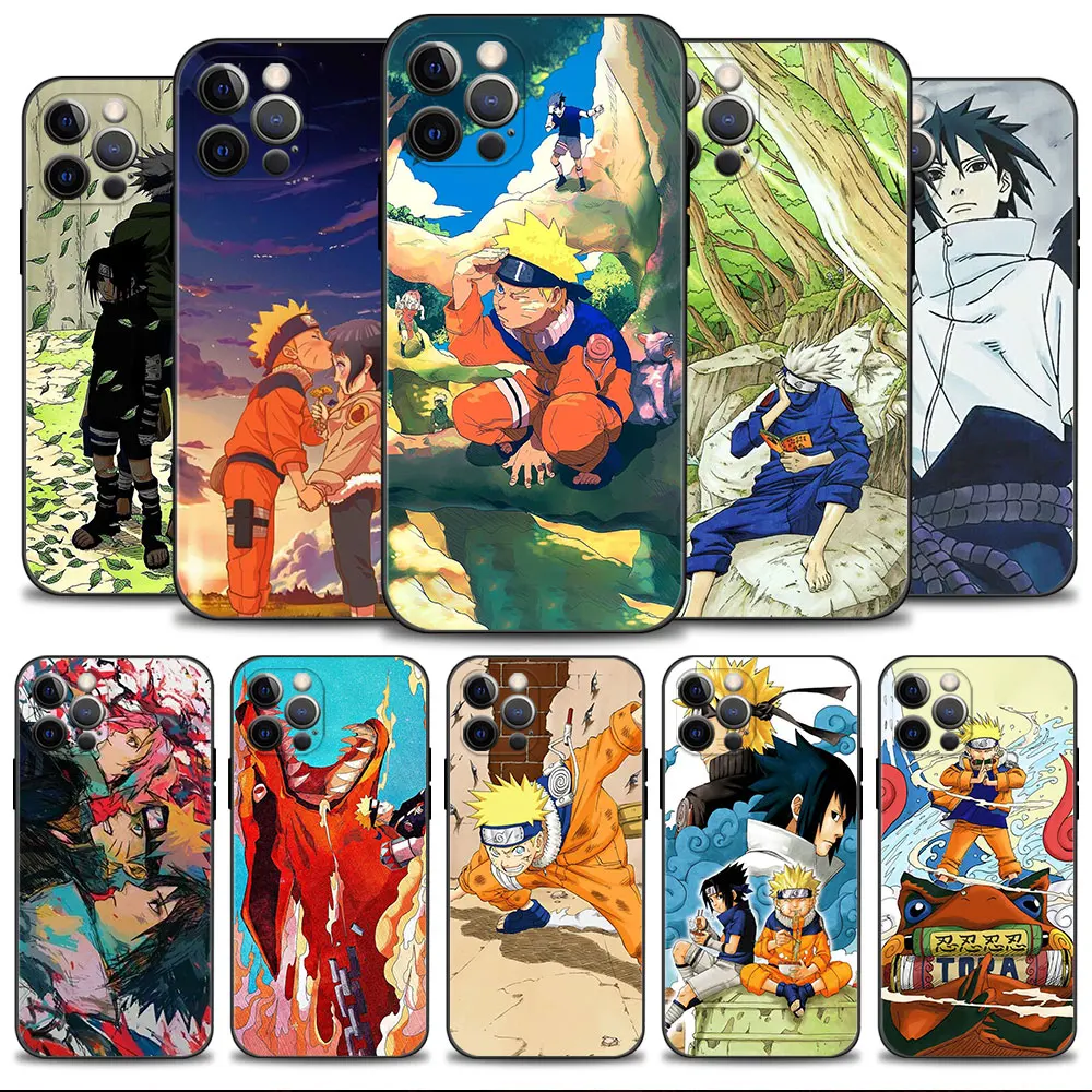 

Case For iPhone X 11 12 7 8 Plus XS 14 13 Pro Max XR SE2022 5S 6S 6 SE 5 SE2 Bag Soft Naruto Sasuke Friends Battle
