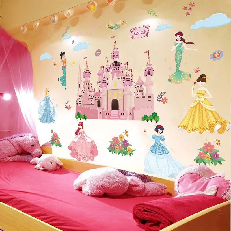 

Princess Wall Stickers Kids Room Wall Decor Removable Art Deco Cute Wall Stickers Girls Bedroom Nursery Playroom Wall Sticker