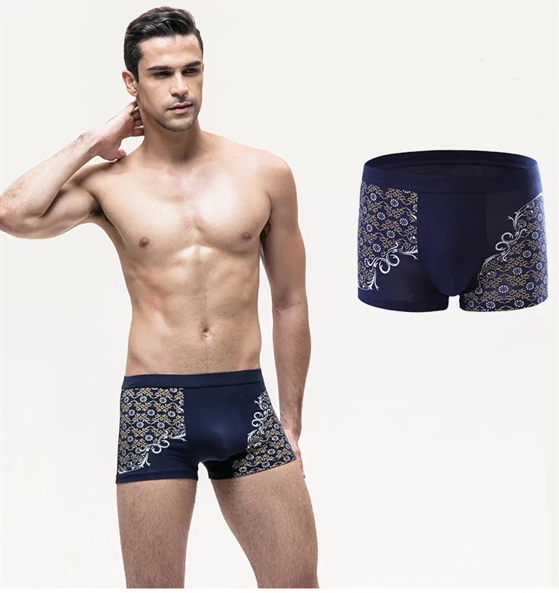 

Men's boxer briefs modal youth sexy mid-waist plus fat plus size boxers