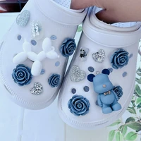 cute cartoon glasses bear hole shoes accessories doll shoes flower shoe buckle m bean diy hole shoe buckle 3d accessories