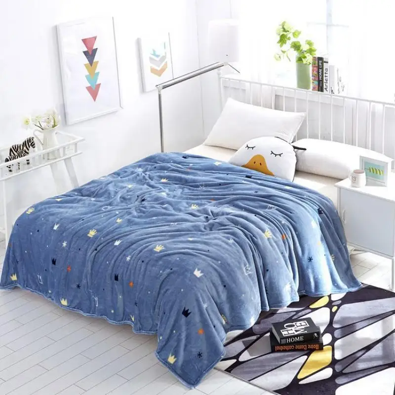 

Super Soft Flannel Blanket on the sofa/Car Portable Plaids Quilt 200x230cm Bright stars bedspread Air conditioning blanket