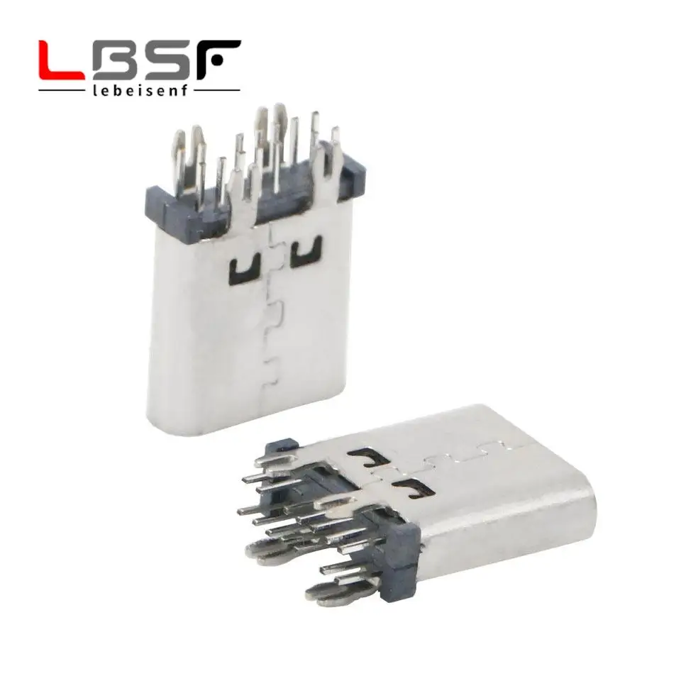 

100pcs TYPE C 14P Vertical In-line 180 degrees 10.0/10.5 Quick Charge Rear charging female base USB connector