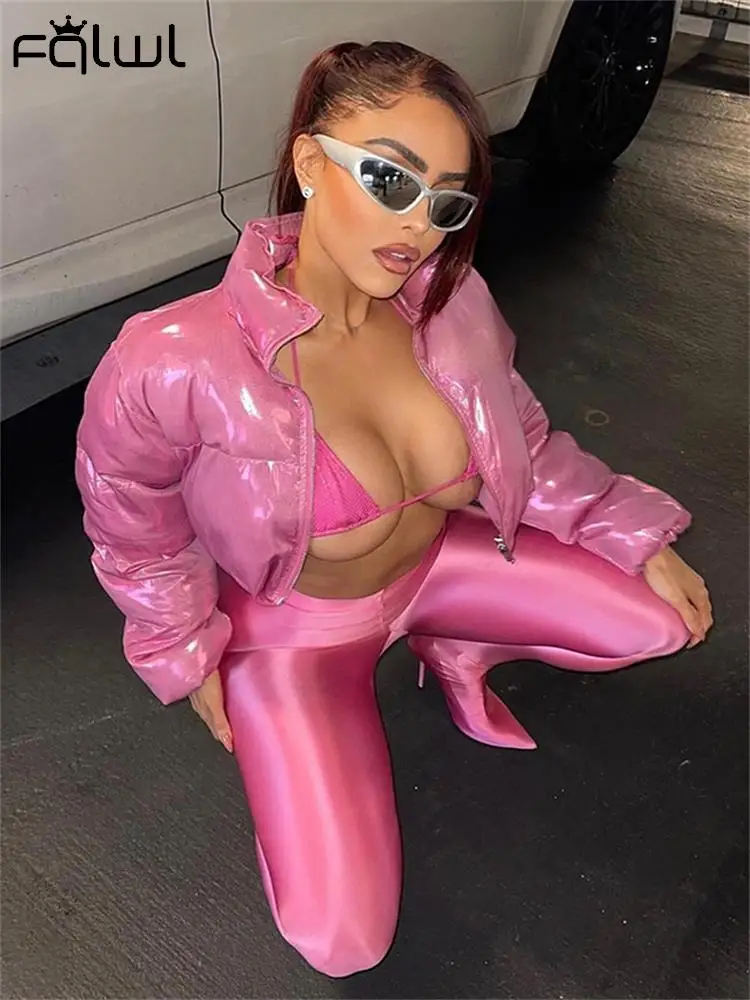 Женский Укороченный пуховик с длинным рукавом, на молнии