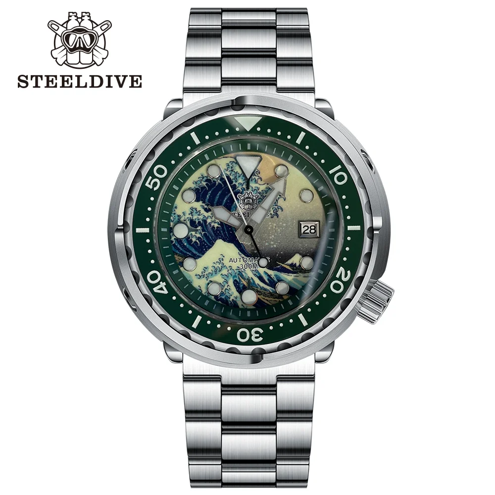 

STEELDIVE SD1975J Design Diver Watch Tuna Kanagawa Luminous Dial 30Bar Waterproof Men's Japan NH35 Mechanical Watches