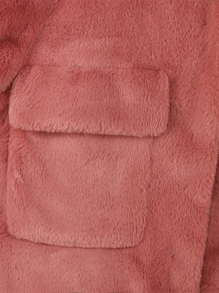 Nerazzurri Spring Purple Blue Short Light Soft Faux Fur Coat Women Long Sleeve Pockets Fall Korean Fashion 2022 Fluffy Jacket