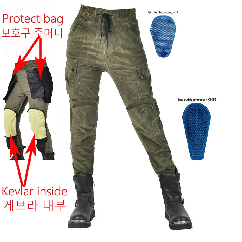Winter female corduroy motorcycle pant outdoor riding motorcycle women jean Drop-resistant pant with protect gear kevlar in knee