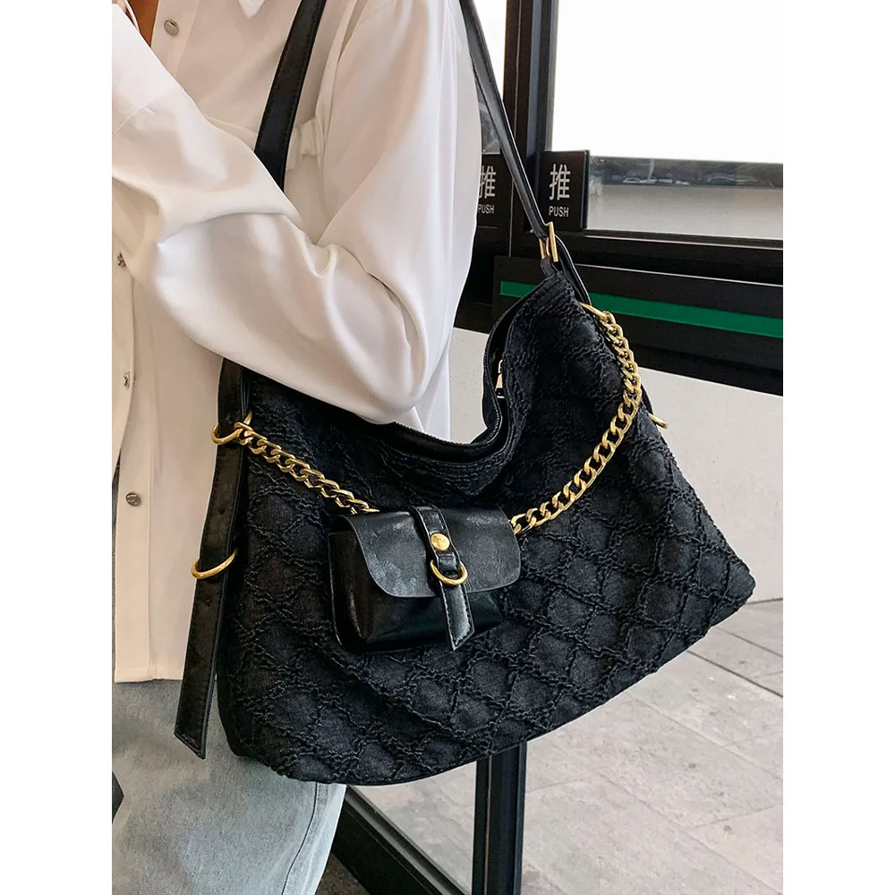 Сумка-тоут женская холщовая в клетку модный саквояж на плечо с принтом