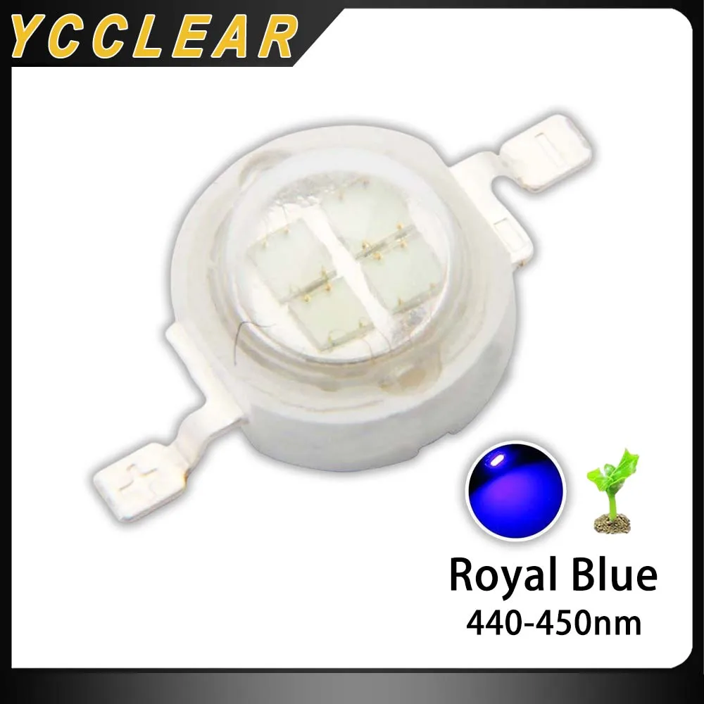 

YCCLEAR 5W LED High Power Royal Blue 440-450nm LEDs Chip SMD For Aquarium Growth Flower Seedling Grow Plant Lighting