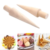 1pc wooden ice cream cone mold diy egg roll omelet waffle roller pastry roll household mould kitchen baking decorating tools