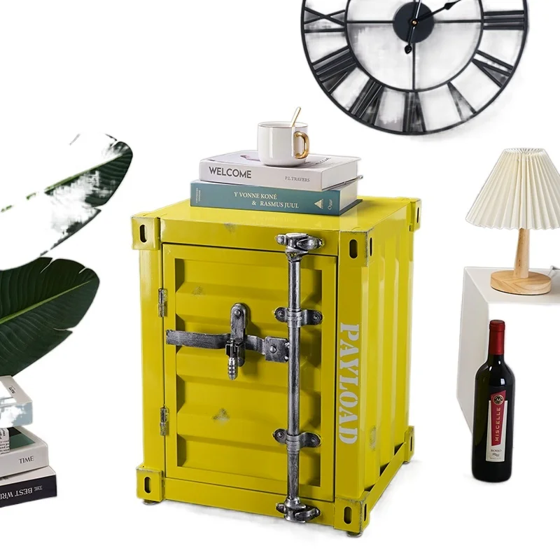 

Удобный металлический контейнер в стиле ретро, прикроватный столик с замком, ящик для хранения, Металлическая Тумбочка для кровати, сейф, ме...